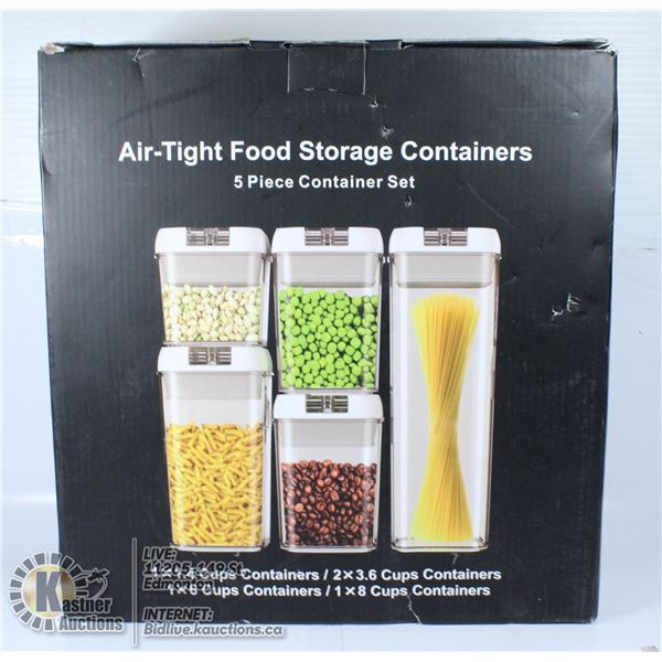 AIR TIGHT FOOD STORAGE CONTAINERS 5 PIECE SET