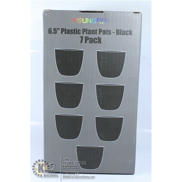6.5" PLASTIC PLANT POTS 7 PACK - YOUNG EVER