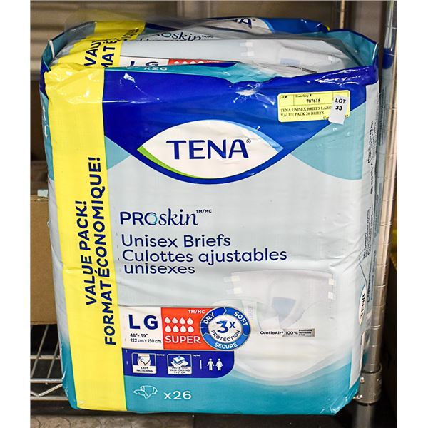 TENA UNISEX BRIEFS LARGE SIZE VALUE PACK 26 BRIEFS