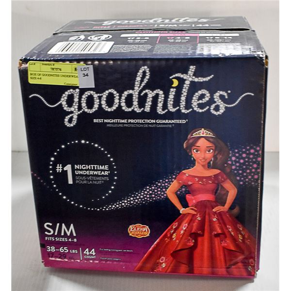 BOX OF GOODNITES UNDERWEAR SIZE 4-8