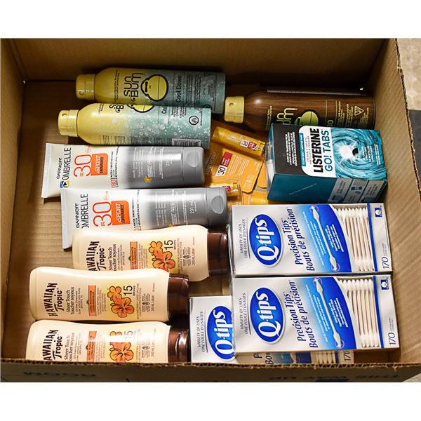 FLAT LOT OF SUNSCREEN AND VARIOUS PRODUCTS