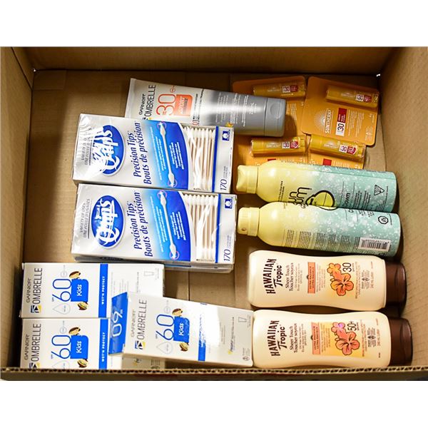 FLAT LOT OF SUNSCREEN AND VARIOUS PRODUCTS