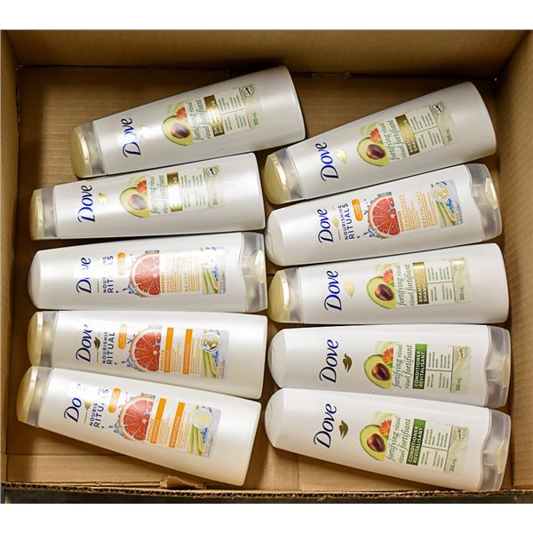 FLAT LOT OF BRAND NAME DOVE SHAMPOOS & CONDITIONERS