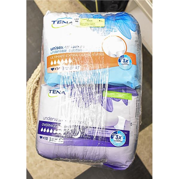 TWO BAGS TENA UNISEX UNDERWEAR SIZE SMALL