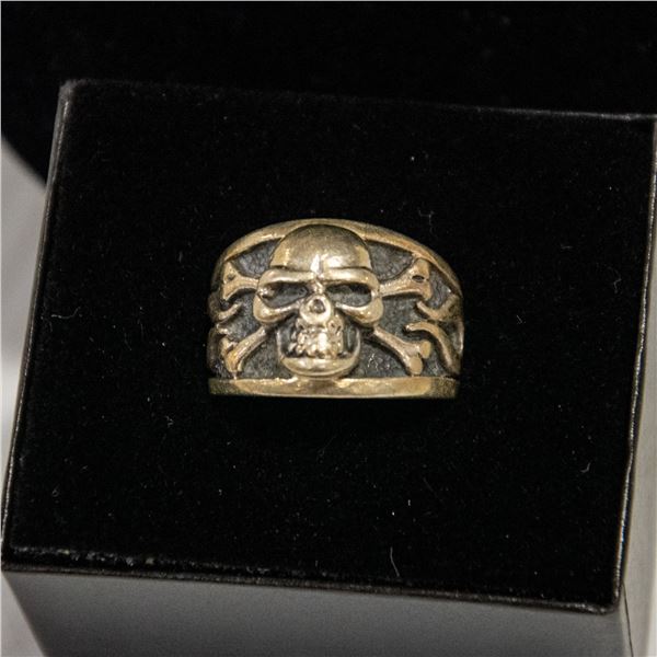 .925 SILVER SKULL FACE RING - SIZE 10