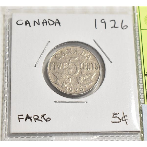 1926 CANADIAN FIVE CENT COIN
