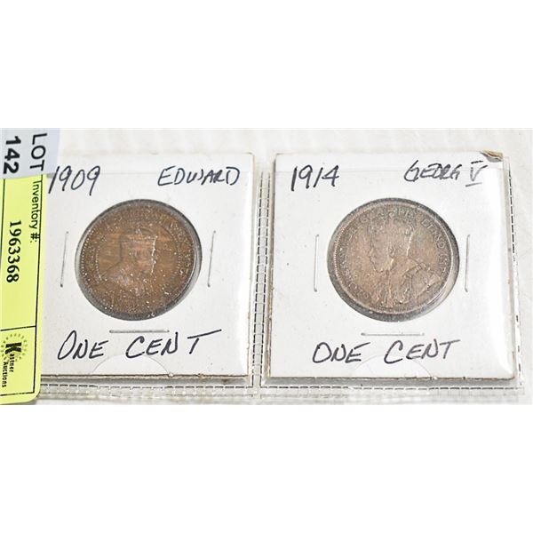 1909 AND 1914 LARGE CANADIAN PENNY'S