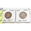 Image 1 : 1909 AND 1914 LARGE CANADIAN PENNY'S