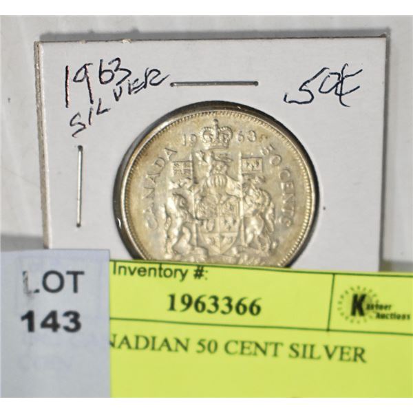 1963 CANADIAN 50 CENT SILVER COIN