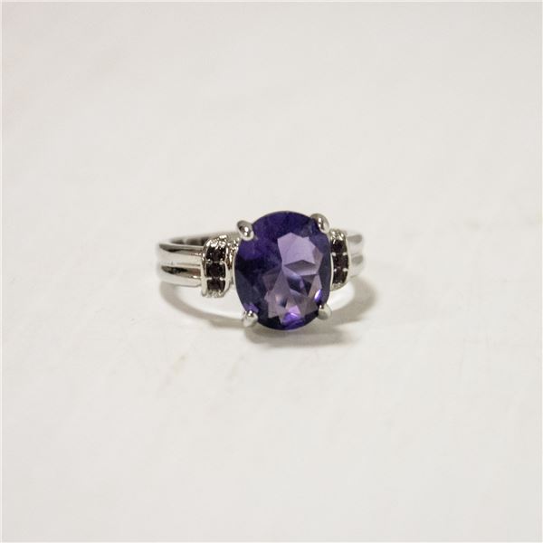 2+ CARAT ENHANCED AMETHYST RING SET IN SILVER