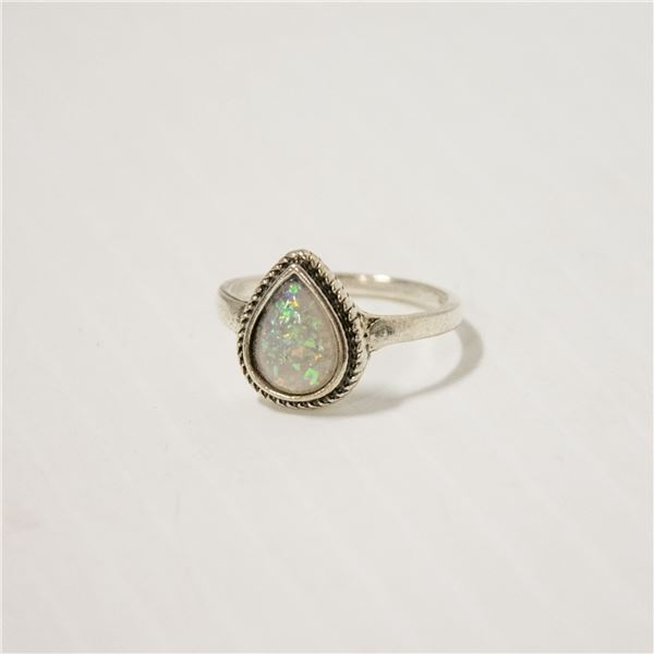 PEAR OPAL RING SET IN STERLING SILVER