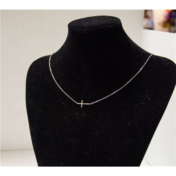 NATURAL DIAMOND CROSS ON CHAIN (MISSING 2 STONES)