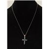 Image 1 : TOPAZ AND ZIRCON CROSS SET IN SILVER WITH CHAIN