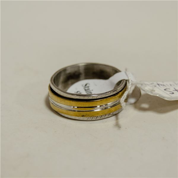 NEW STAINLESS STEEL RING SIZE 10, IN VELVET