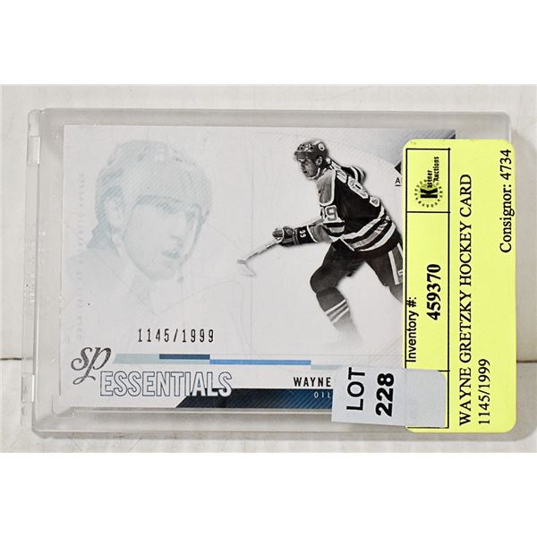 WAYNE GRETZKY HOCKEY CARD 1145/1999
