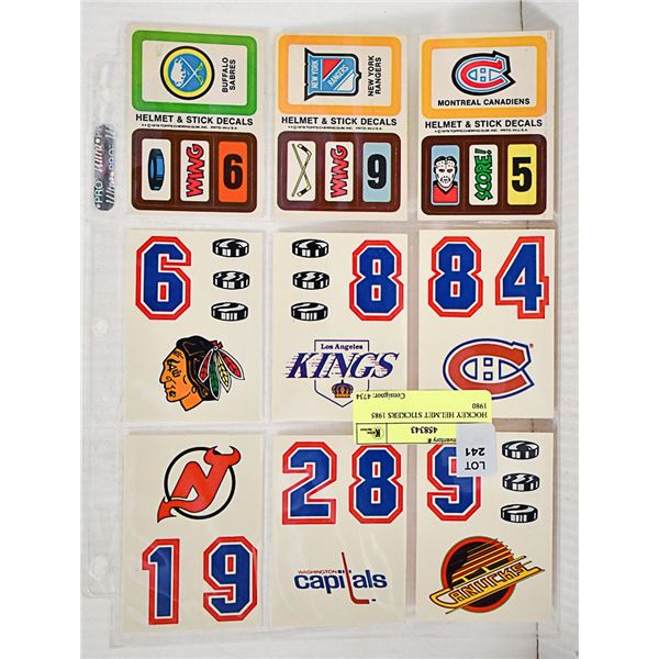 HOCKEY HELMET STICKERS 1985 1980
