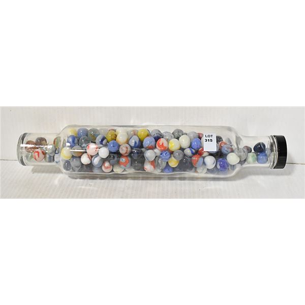 VINTAGE GLASS ROLLING PIN WITH MARBLES