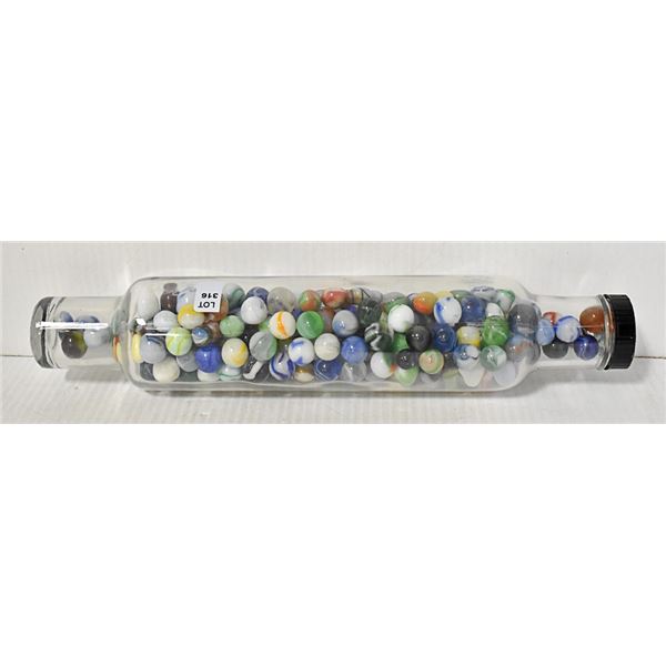 VINTAGE GLASS ROLLING PIN WITH MARBLES