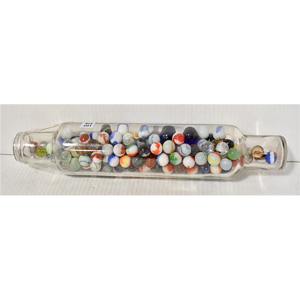 VINTAGE GLASS ROLLING PIN WITH MARBLES