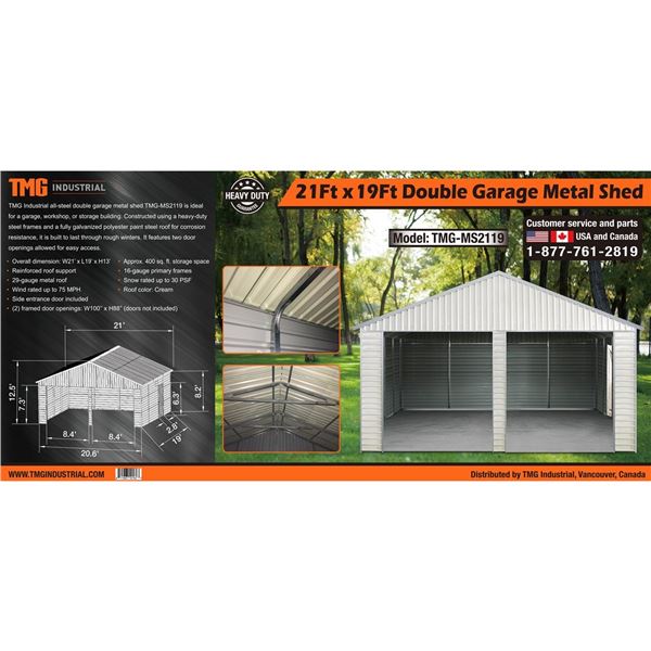 MS2119 METAL SHED DOUBLE GARAGE 2119