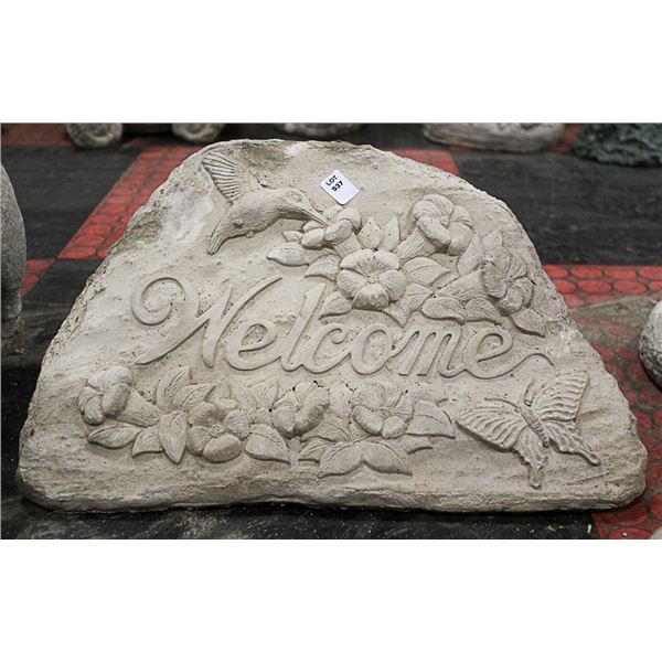 CONCRETE WELCOME 16 INCH WIDE ENTRANCE STONE