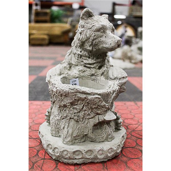 CONCRETE BEAR 10 INCH TALL PLANTER STATUE