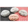 Image 1 : LOT OF 4 STRANGE FACE 7 INCH WIDE EMOJI STATUES