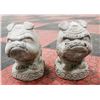 Image 1 : PAIR OF CONCRETE ANGRY BULLDOG 8 INCH TALL STATUES