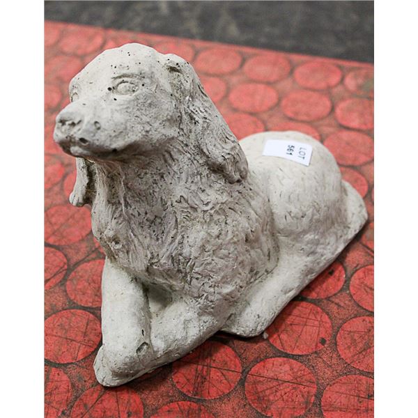 CONCRETE SITTING DOG 6 INCH LONG STATUE