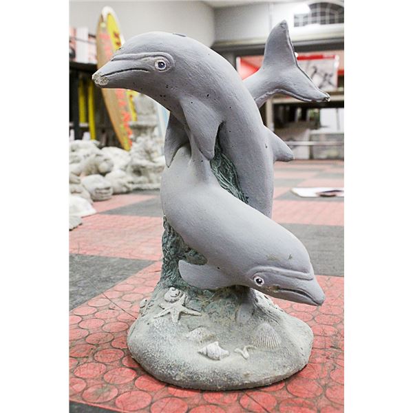 CONCRETE DOLPHIN 14 INCH TALL STATUE