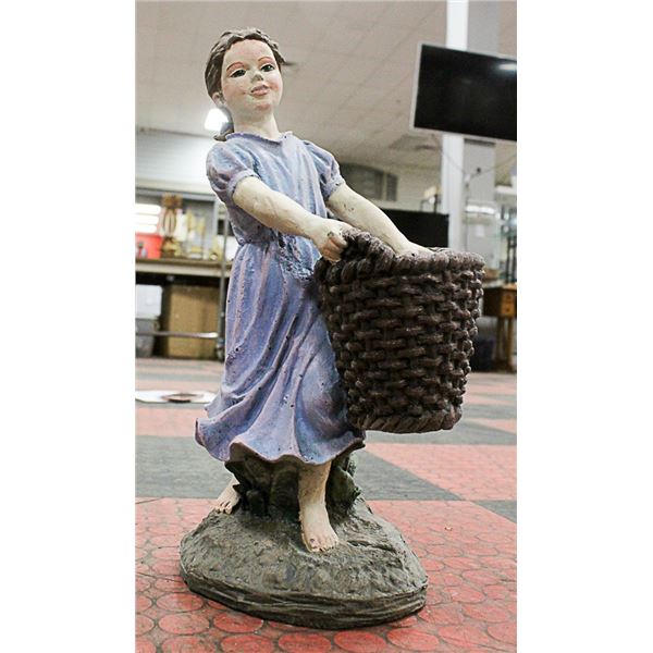 CONCRETE GIRL 19 INCH TALL PLANTER STATUE