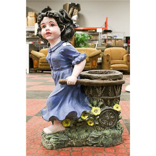 CONCRETE GIRL 20 INCH TALL PLANTER STATUE