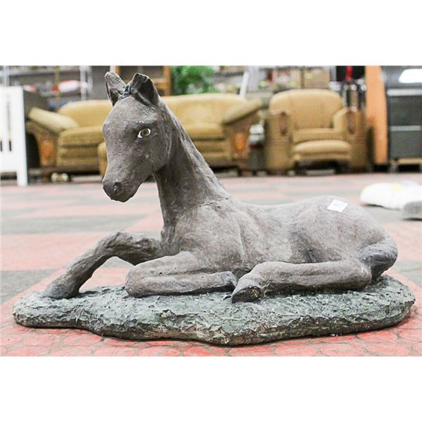 CONCRETE HORSE 17 INCH LONG STATUE