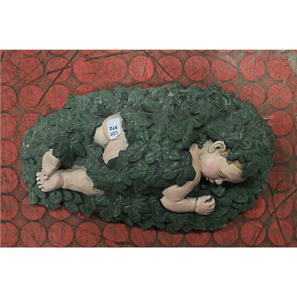 CONCRETE SLEEPY BABY 13 INCH LONG STATUE