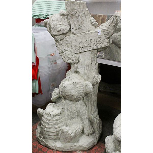 CONCRETE BEARS 32 INCH TALL WELCOME STATUE