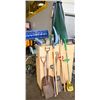Image 1 : WOODEN YARD TOOL STORAGE WITH TOOLS AND UMBRELLA