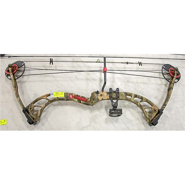 PSE RALLY COMPOUND BOW WITH SIGHT, CAMO DESIGN