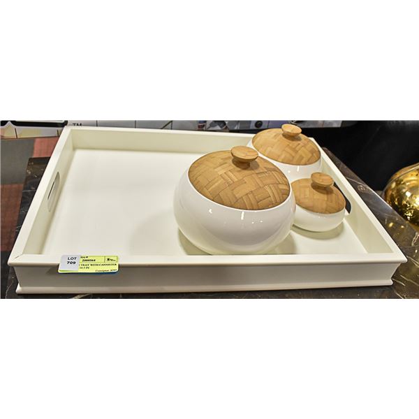 SHOWHOME TRAY WITH CANNISTER DECOR 20 X 14.5 IN