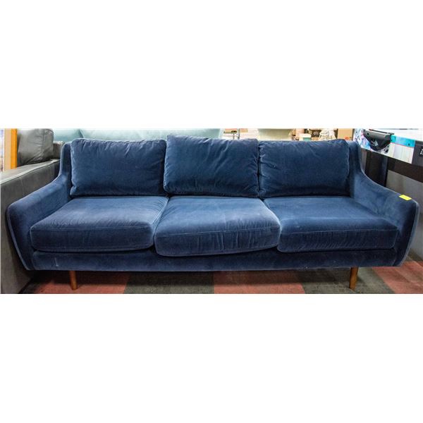 SHOWHOME FABRIC COUCH 65 INCHES LONG BLUE