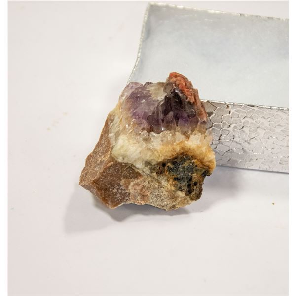 RAW AMETHYST WITH RED HEMITITE TIP