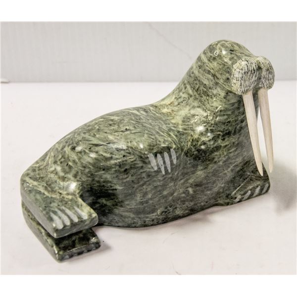 WALRUS STONE CARVING SIGNED
