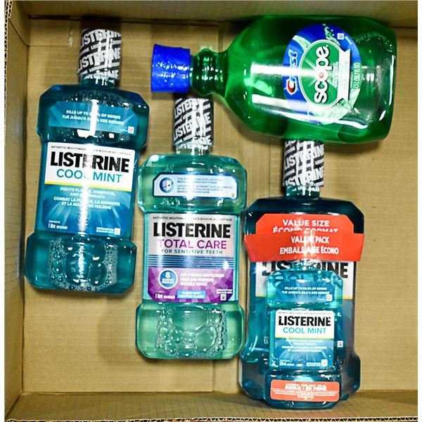 FLAT LOT OF BRAND NAME MOUTHWASH PRODUCTS