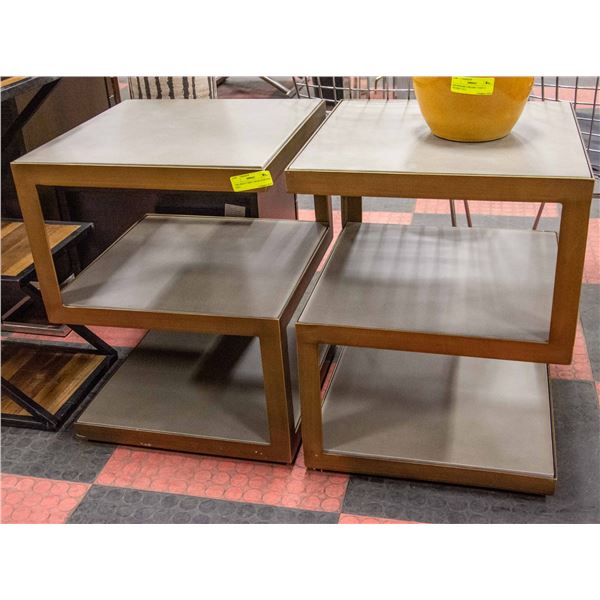 TWO HEAVY SIDE TABLES 24 INCHES TALL