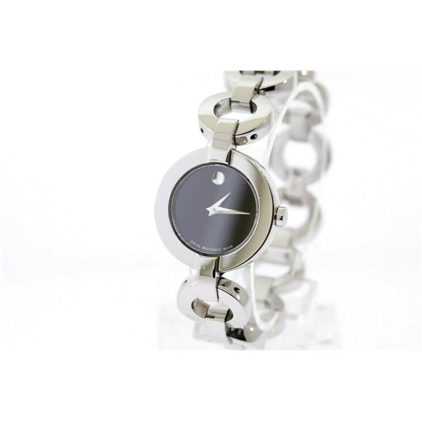 SWISS MADE MOVADO 24MM ST. STEEL BLACK DIAL WATCH