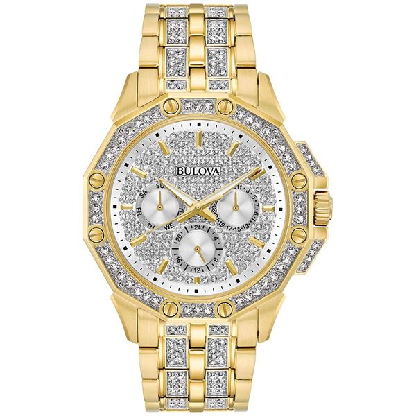 BULOVA CRYSTAL STUDDED 42MM TRIPLE CHRONO WATCH