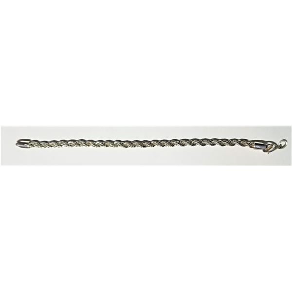 ESTATE 925 SILVER ROPE CHAIN BRACELET.