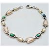 Image 1 : ESTATE 925 SILVER ABALONE & M-O-PEARL 7" BRACELET