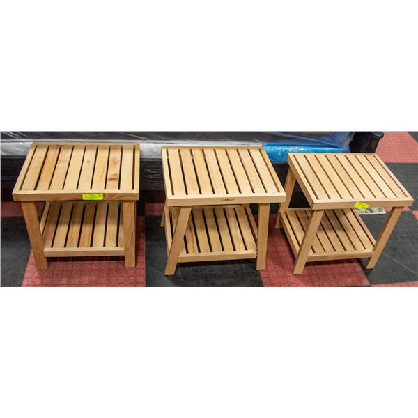 TRIO OF SHOWHOME SIDE TABLES 17 X 17.5 X 13.5 INCH