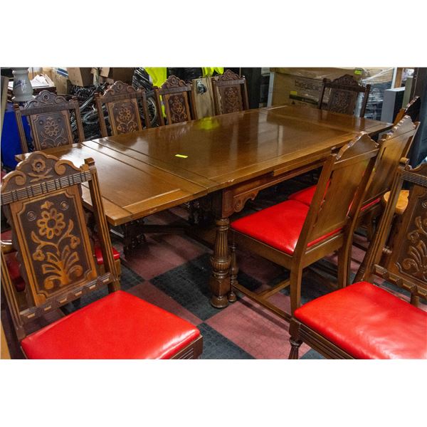 ANTIQUE DINING TABLE WITH 12 CHAIRS