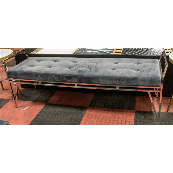 SHOWHOME GREY FABRIC BENCH 72 X 17.5 X 22 INCHES